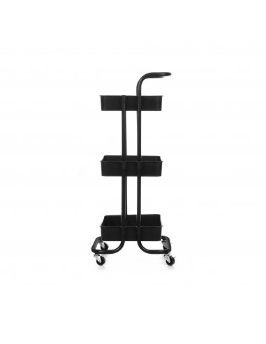 Carro multiusos metal negro con ruedas