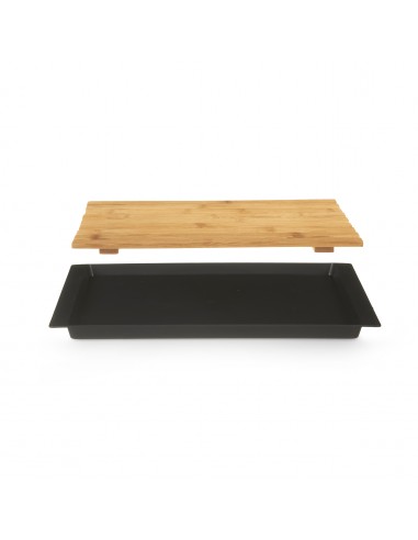 Tabla de cortar pan negra y bambú