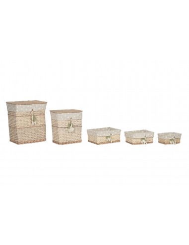 Cesta mimbre con tela floral