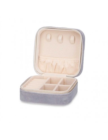 Joyero de viaje terciopelo gris