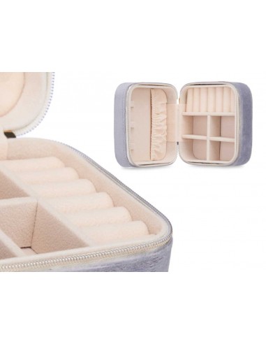 Joyero de viaje terciopelo gris