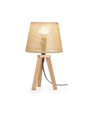 Lámpara sobremesa madera y fibra Rayco