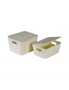Cesta de fibra blanca con...