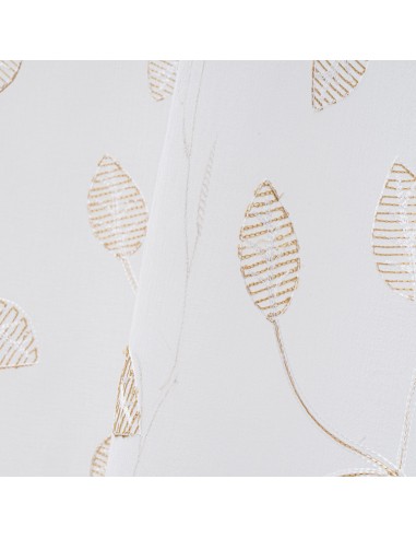Visillo blanco hojas bordadas beige... Visillo blanco hojas bordadas beige...