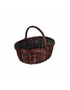 Cesta de mimbre con asa caoba