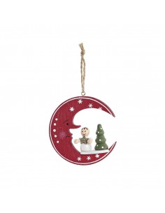 Colgante madera Navidad luna