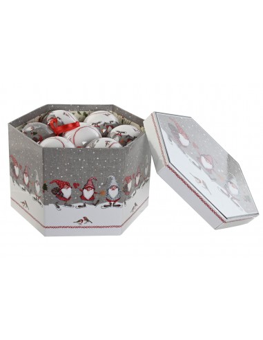 Bola decorativa gris Navidad gnomos