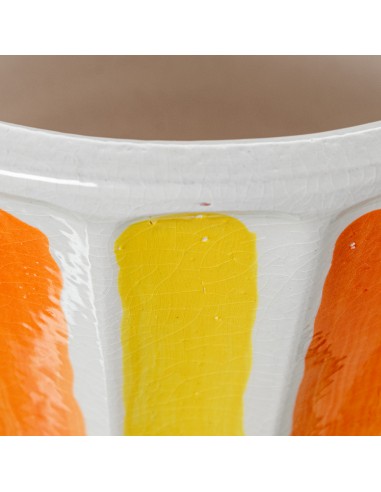 Macetero de cerámica amarillo y naranja