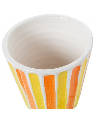 Macetero de cerámica amarillo y naranja