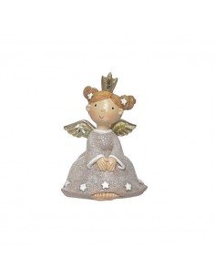 Figura niña ángel gris y...