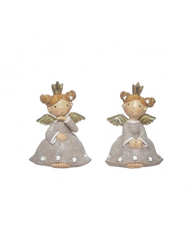 Figura niña ángel gris y dorada...