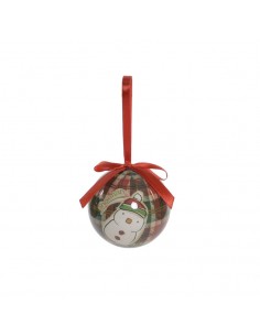 Bola Navidad tartán rojo y...