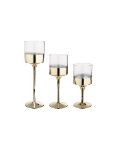Portavela copa de cristal dorado