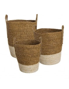 Cesta fibra natural bicolor...