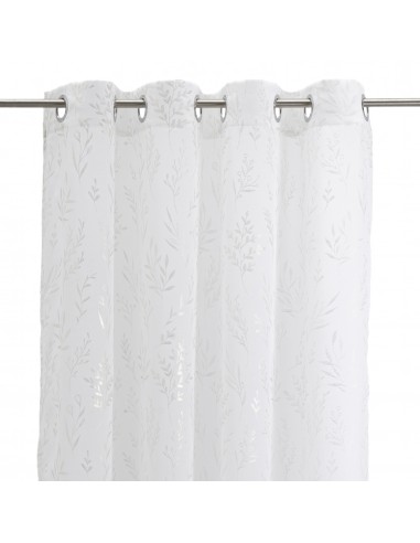 Cortina visillo floral plateada...