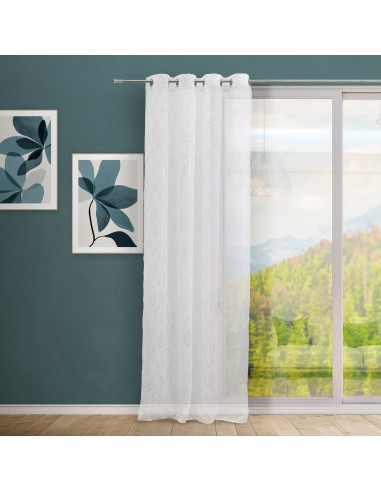 Cortina visillo floral plateada...