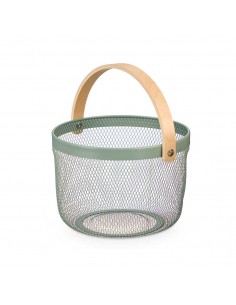 Cesta redonda metal verde Luar