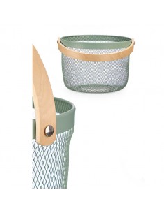 Cesta redonda metal verde Luar 2
