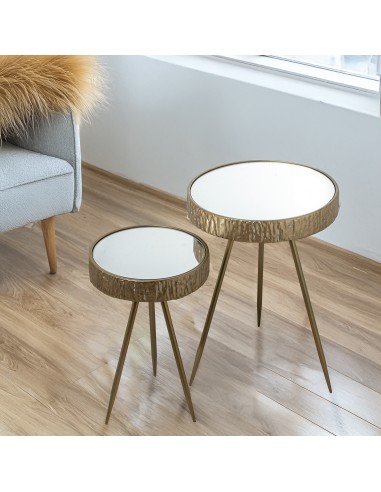 Mesa auxiliar espejo y metal 60cm Zinara