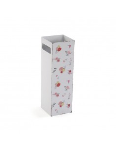Paragüero metal blanco floral
