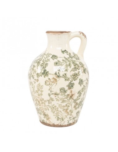Jarrón de cerámica floral con asa... Jarrón de cerámica floral con asa...