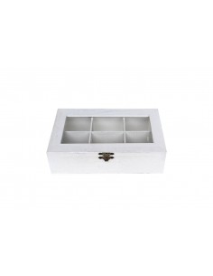 Caja blanca de madera para té