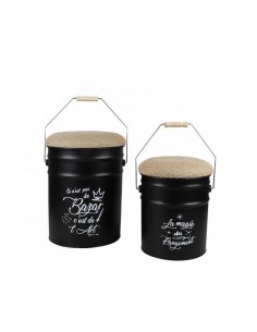 Taburete bidón de metal con...