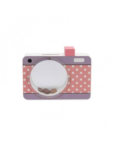 Hucha infantil madera forma de cámara