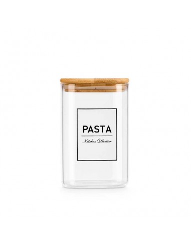 Bote cuadrado tapa bambú 1,2L Pasta