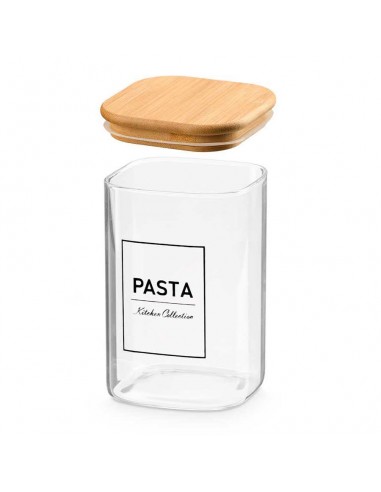 Bote cuadrado tapa bambú 1,2L Pasta