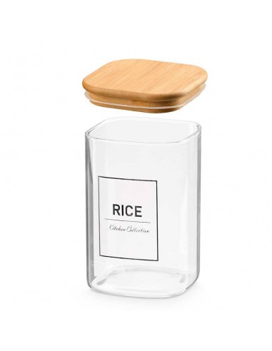 Bote cuadrado tapa bambú 1,2L Rice