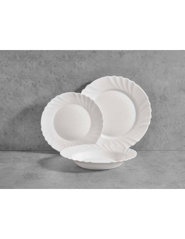 Vajilla blanca relieve 18 piezas Obis