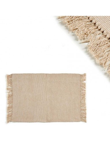 Alfombra algodón beige con flecos...