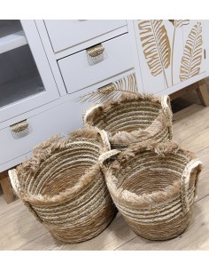 Cesta fibra trenzado blanco...