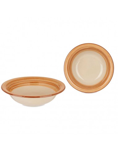 Plato hondo gres cenefa naranja Lyon