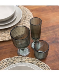 Vaso cristal verde rayado...