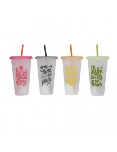 Vaso de pvc con cañita 750ml Beach