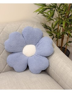 Cojín forma flor azul Andrya