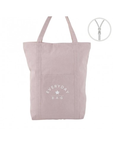 Bolsa tote rosa algodón con...