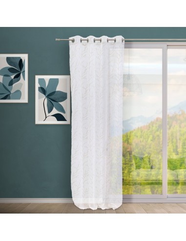 Cortina visillo blanco bordado ramas... Cortina visillo blanco bordado ramas...