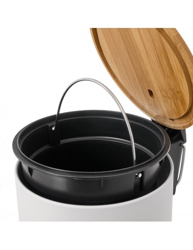 Papelera blanca tapa madera 3L