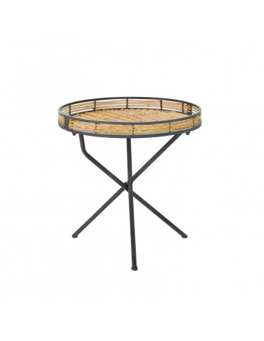 Mesa auxiliar metal y bambú Nelea Mesa auxiliar metal y bambú Nelea