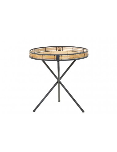 Mesa auxiliar metal y bambú Nelea Mesa auxiliar metal y bambú Nelea