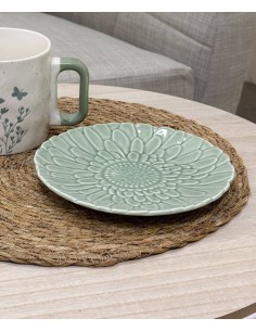 Plato porcelana flor relieve