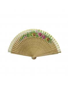 Abanico madera con flores