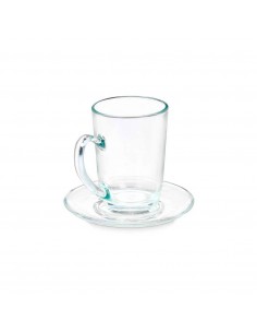 Taza vidrio con plato para...