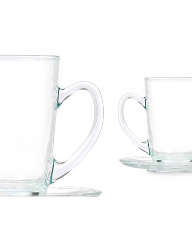 Taza vidrio con plato para café o...