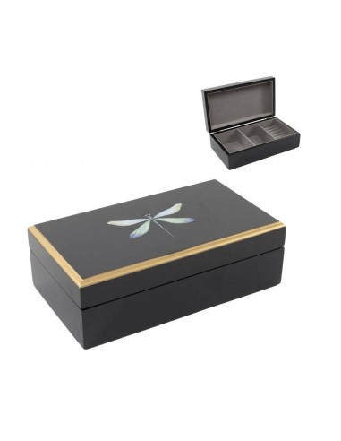 Caja joyero negra con libélula y...