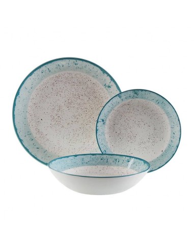 Vajilla porcelana 18 piezas blanco y...