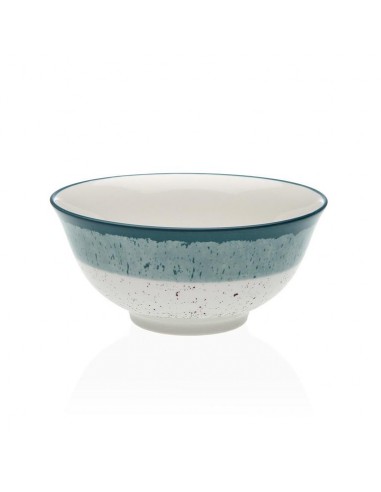 Bol porcelana blanco y borde azul Almara